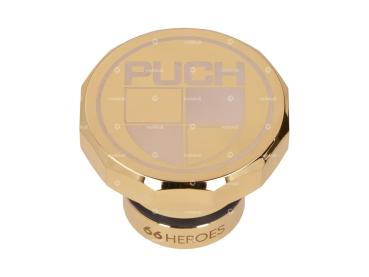 Tankdeckel Aluminium gold 30mm mit "PUCH" Logo