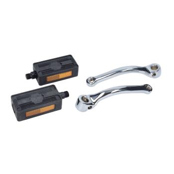 Pedalarmset Chrom 155mm mit Reflektorpedalen