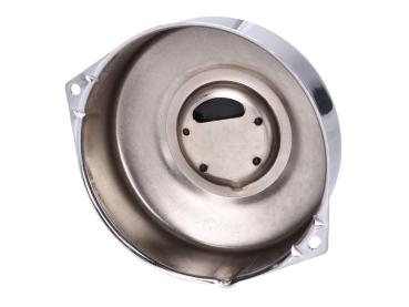 Polraddeckel Chrom mit schwarzem Gummilogo