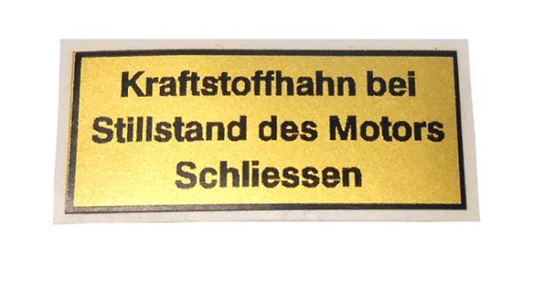 Aufkleber Krafstoffhahn