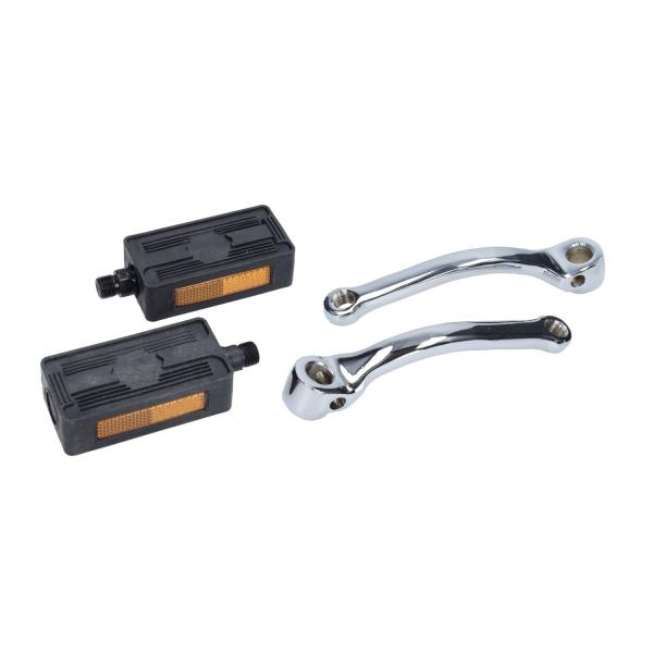 Pedalarmset Chrom 155mm mit Reflektorpedalen