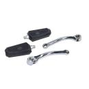 Pedalarmset Chrom 155mm mit Blockpedalen